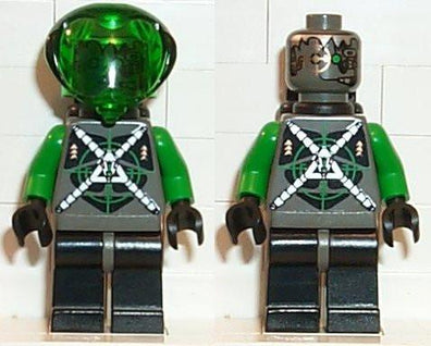 LEGO Minifigure-Insectoids - Green Verniers w/ Silver X Pattern, Airtanks-Space / Insectoids-SP025-Creative Brick Builders